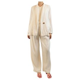 Victoria Beckham Zweiteiliges Set in Weiß mit Textur - Größe UK 12