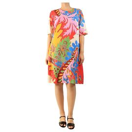 Etro Vestido midi de manga corta con estampado abstracto - talla UK 16