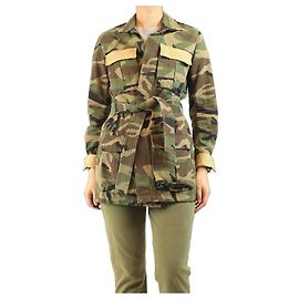 Saint Laurent Veste militaire à ceinture motif camouflage vert - taille UK 12