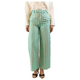 Autre Marque Pantalones de rayas verdes - talla UK 8