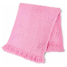 Stola con frange in lana e seta con monogramma rosa Louis Vuitton