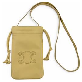 Celine Cuile Triomphe Drawstring Leder Handtasche für Mobiltelefon mit Schulterriemen - Céline