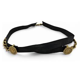 CHANEL Vintage C107 Coco Mark Chain Leather Ribbon Belt - Chanel