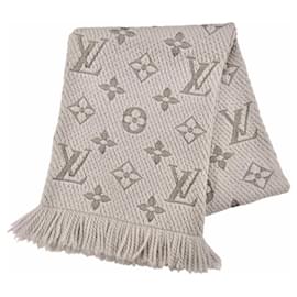 Echarpe de franjas em lã e seda Logomania Louis Vuitton
