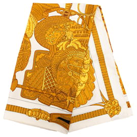 Sciarpa in seta Hermès White Armets en Panache 90