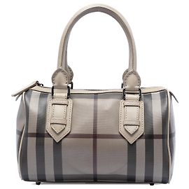Borsa Boston Chester in tela rivestita a quadri Burberry Gray Smoke