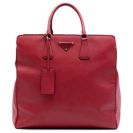 Borsa shopper Prada Red Saffiano Lux a doppio manico
