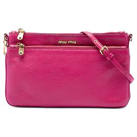 Miu Miu Borsa a tracolla in pelle di capra Madras rosa con doppia zip