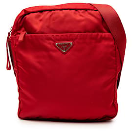 Borsa a tracolla Prada Red Tessuto Zip Top