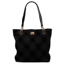 Chanel Black CC Stitched Wildleder-Tote