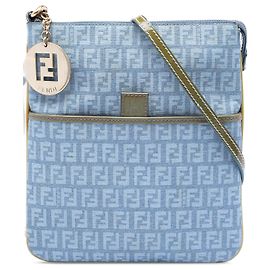 Fendi Blue Zucchino Coated Canvas Forever Crossbody