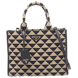 Borsa Prada Symbole Triangolo in tela marrone piccola