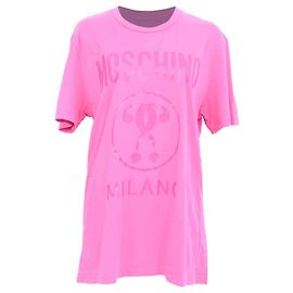 Camiseta Moschino con logotipo Double Question Mark en algodón rosa