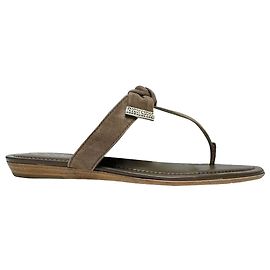 Sandali slide thong con dettaglio a fiocco in scamosciato marrone Tod's