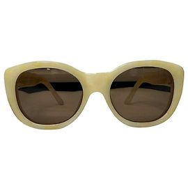 Gafas de sol Linda Farrow x Dries Van Noten de montura cuadrada en acetato crema