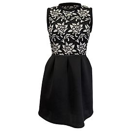 Sandro Paris Romantic Guipure Lace Mini Dress in Black Polyester