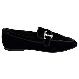 Tod's Loafer aus schwarzem Samt mit Kristallbesatz
