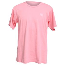T-shirt Acne Studios Face-Patch Crew Neck in cotone rosa