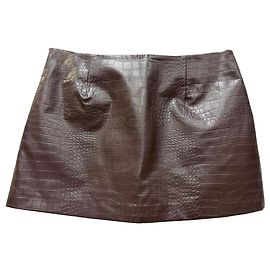 Autre Marque Mini saia com efeito de crocodilo da The Frankie Shop em couro sintético marrom