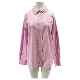 Autre Marque Camisa de rayas de algodón rosa ADANOLA M