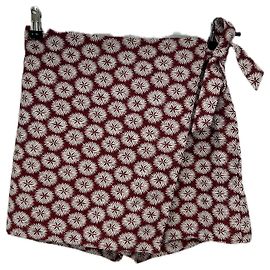 Autre Marque Minifalda burdeos con motivos blancos