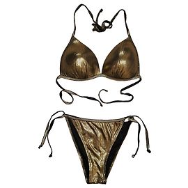 Autre Marque Bikini Triangle Metallizzato Oro
