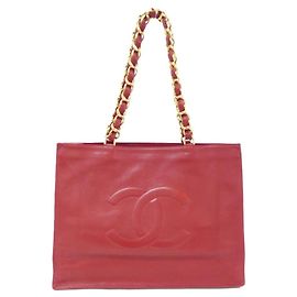 Borsa Chanel in pelle di agnello rossa
