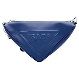 Borsa a tracolla Prada Triangle in pelle blu