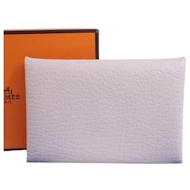 Porte-cartes HERMES Calvi en cuir chevre rose - Hermès