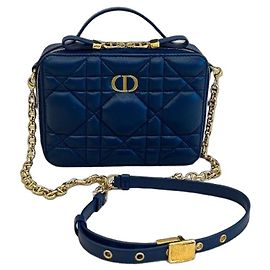 Borsa Dior Caro Box Pelle Vitello Blu Navy