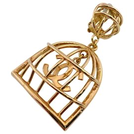 Orecchini Chanel Vintage Gold Birdcage Clip