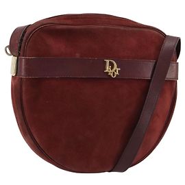 Borsa a tracolla Christian Dior in scamosciato Bordeaux Oro Autentica BA13386