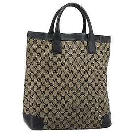 Borsa Tote GUCCI GG Canvas Nera 002 1121 Auth bs35575