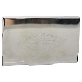 LOUIS VUITTON Porte Cartes Voyage Card Case metal Silver M66175 LV Auth 184851