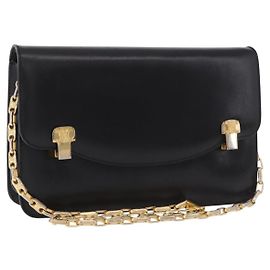 Céline Borsa a Spalla con Catena CELINE in Pelle Nera e Oro Auth 185136V