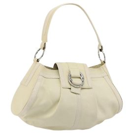 Bulgari Borsa a Spalla BVLGARI in Pelle Avorio Argento Auth bs35521