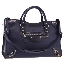BALENCIAGA The Giant City Bag Leather Outlet 2way Navy 281770 Auth ep14879SAM