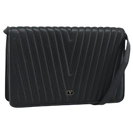 Borsa a Spalla VALENTINO in Pelle Nera e Oro Auth bs35515