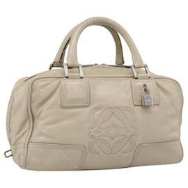 Borsa LOEWE Anagram in pelle beige argento Auth bs35492