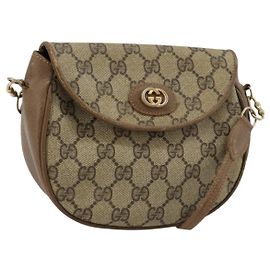 Borsa a tracolla GUCCI GG Supreme PVC Beige Oro Auth ka4706