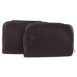 LOUIS VUITTON Taiga Baikal Clutch Bag 2 Set Acajou M30186 LV Auth bs35607