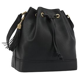 Borsa VALENTINO Borsa a tracolla in pelle nera e oro Auth 185143