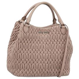 Borsa a Mano Miu Miu Matelasse in Pelle 2way Rosa Argento Auth 184822SAM