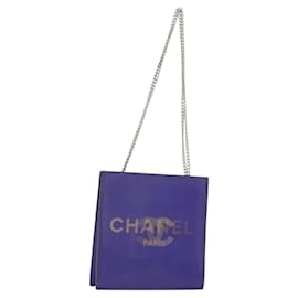 CHANEL Borsa a Spalla Hologram Line Chain Nylon Viola Argento CC Auth bs35589A