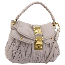 Borsa a tracolla Miu Miu Matelassé Pelle 2way Oro Viola grigio Auth 184618A