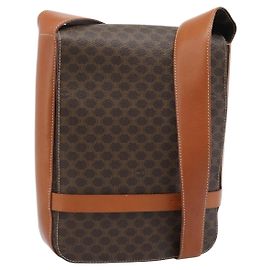 Céline Borsa a Spalla CELINE Macadam Canvas PVC Pelle Marrone Oro Autentica ki6682A