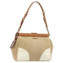 Borsa a tracolla PRADA in rafia beige oro Auth 184813A