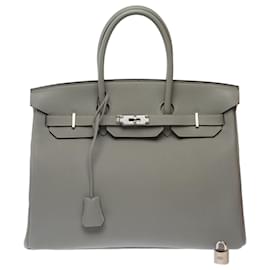 Bolsa HERMES Birkin 35 em Couro Cinza - 103656 - Hermès