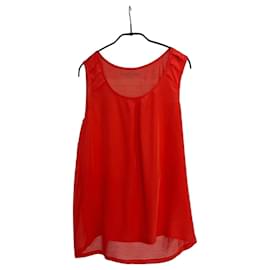 Luisa Cerano Top de seda rojo sin mangas