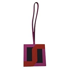 Hermes Bag Charm Lettre au Carre Multicolor Leather Keychain - Hermès